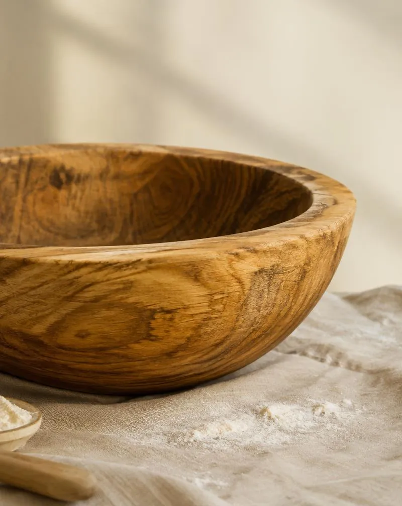 Large oak dough bowl