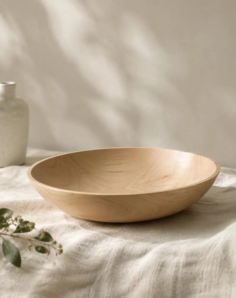 Shallow wide maple bowl
