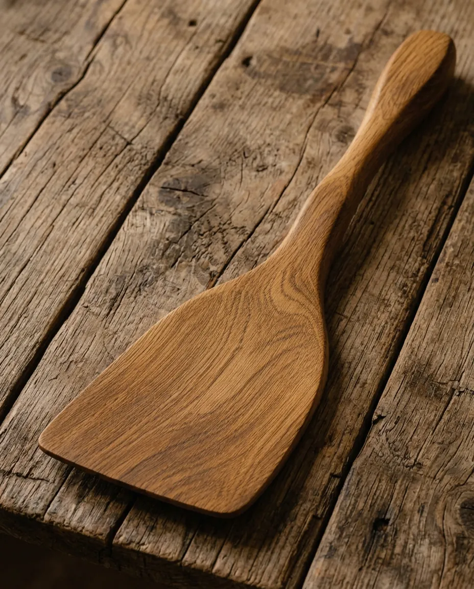 Heavy oak grill spatula