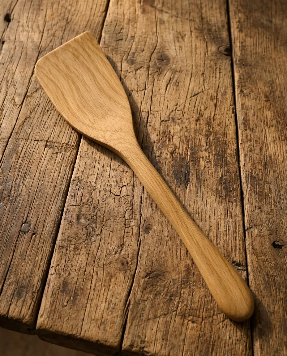 Flat oak stirring spatula