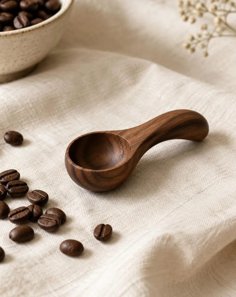 Small walnut coffee scoop spoon