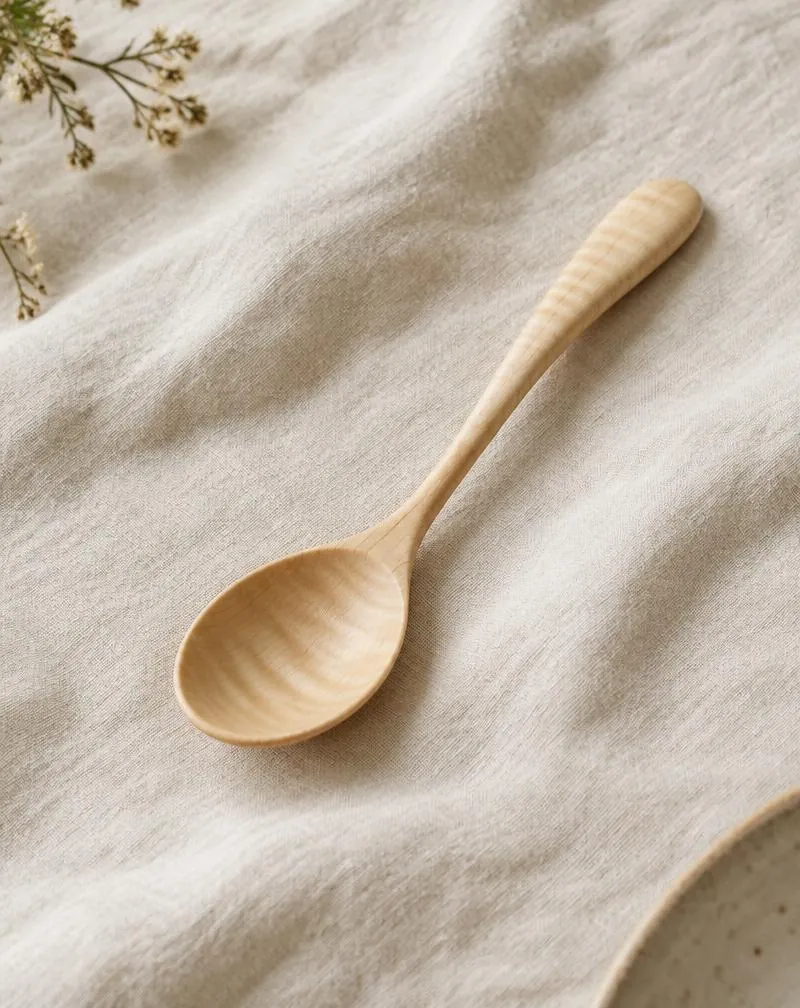 Small pale maple eating spoon